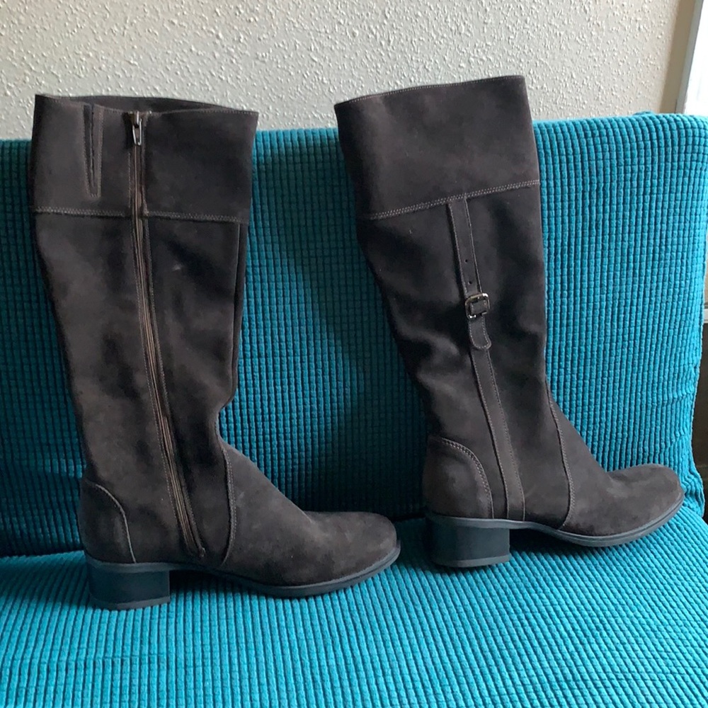 La Canadienne tall brown suede boots